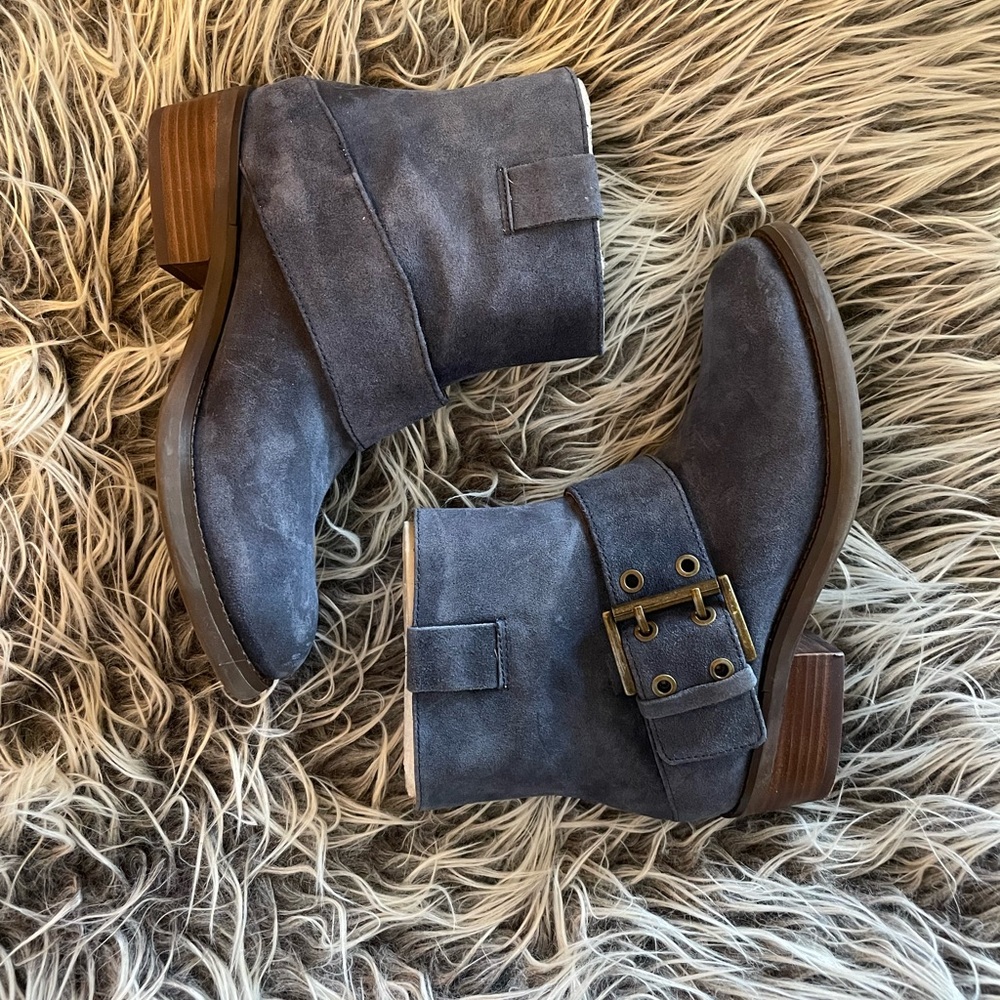 NINE WEST NW KASSY BLUE SUEDE BOOTIES 7.5M BNIB